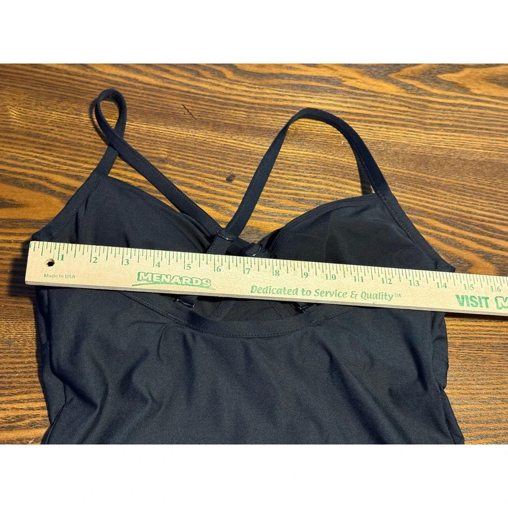 Athleta Black Twist Front Underwire Tankini Swim Top 34D/DD Adjustable Straps M